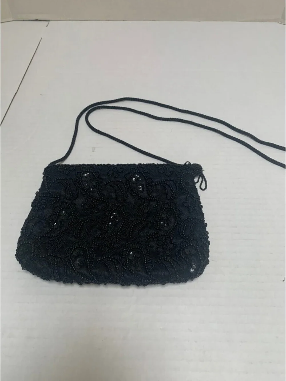 Vintage Bechamel  Black Beaded Evening Bag